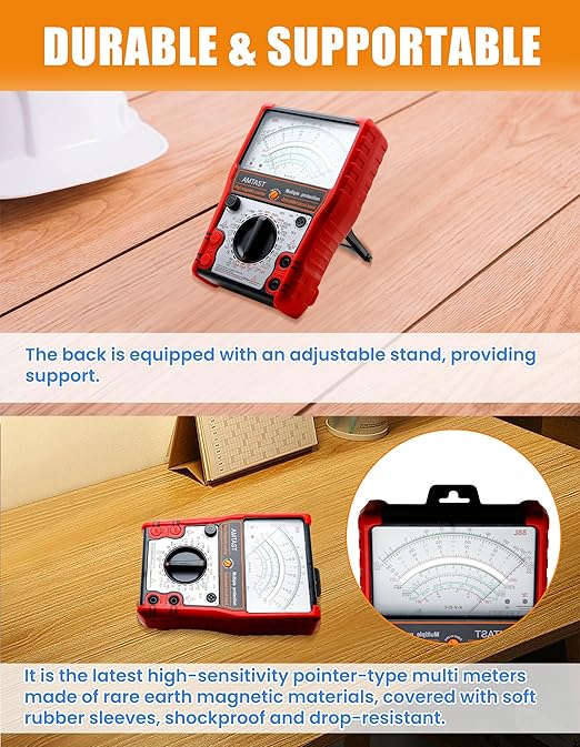 Analog Multimeter Tester Portable Multi Meter Multi Testers for Electrical Applications Pointer Multimeter Measures Voltage, Current, Resistance, Diode and hFE (Model AMT88L)