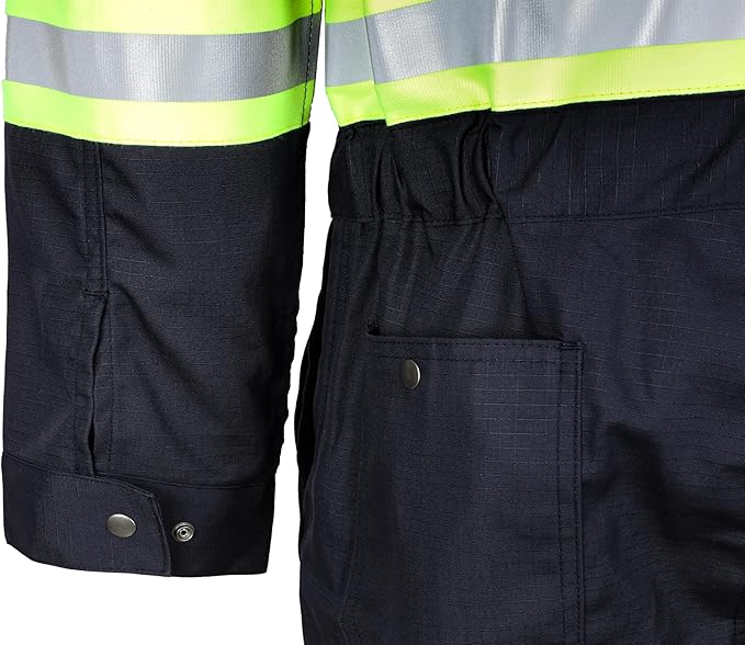 BOCOMAL FR Coverall High Visibility 6oz Lightweight Rip-Stop Flame Resistant/Fire Retardant High Vis Coveralls