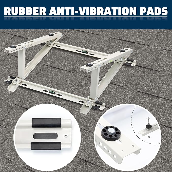 Air Conditioner Rooftop Mount Mini Split Bracket, Adjustable Rooftop Mounting Mini Split Bracket for Ductless Mini Split Heat Pump Air Conditioner Unit 9000-24000 BTU, Support up to 300 LBS