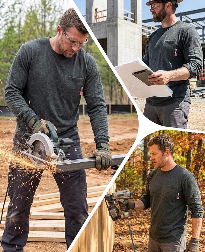 KONRECO FR Shirts for Men Crewneck 6oz Jersey Lightweight Flame Resistant Work T Shirt NFPA2112 CAT2