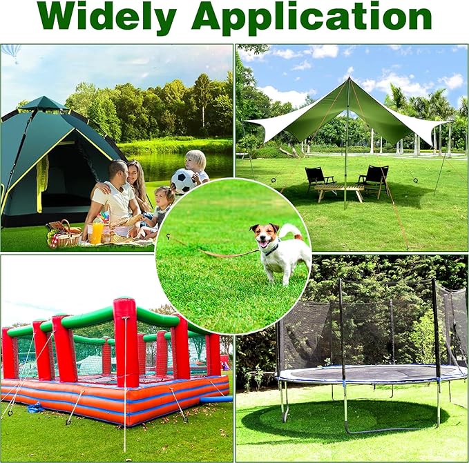 Ground Anchors Screw in, 18 Inch 4 Pack Spiral Swing Set Trampoline Earth Anchor Heavy Duty Metal Auger Stakes Kit for Shed Tent Tree Dog High Wind Carports Camping Mobile Home Greenhouse