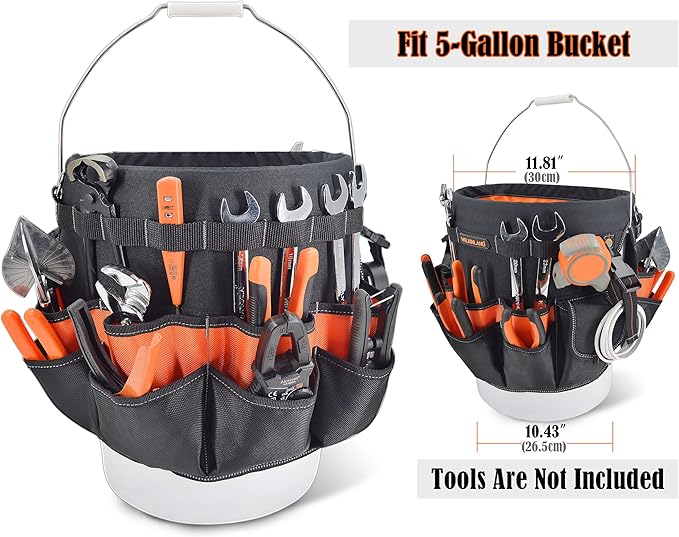 WELKINLAND 5 gallon bucket tool organizer, 5 gallon bucket holder, bucket liner, Bucket tool organizer, Tool bucket, Bucket tool bag, Bucket organizer, Bucket bag organizer, Bucket organizer