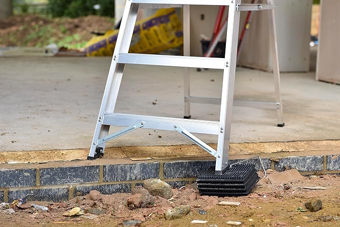 Ladder Stabilizer & Leveler – Non-Slip Safety Base for Ladders on Uneven Ground, Grass, Gravel & Soft Surfaces – Prevents Sinking, Durable Ladder Safety Accessory for Home & Jobsite