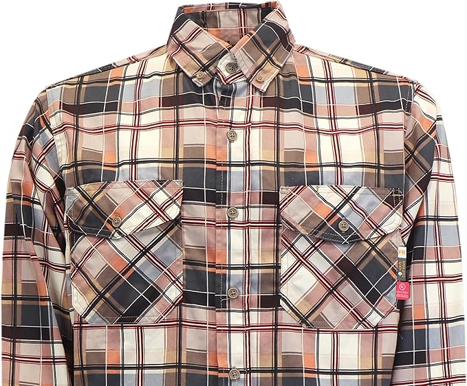 KONRECO FR Shirts for Men 100% Cotton 6.5oz Fire Resistant Lightweight Men's Plaid Work Shirts