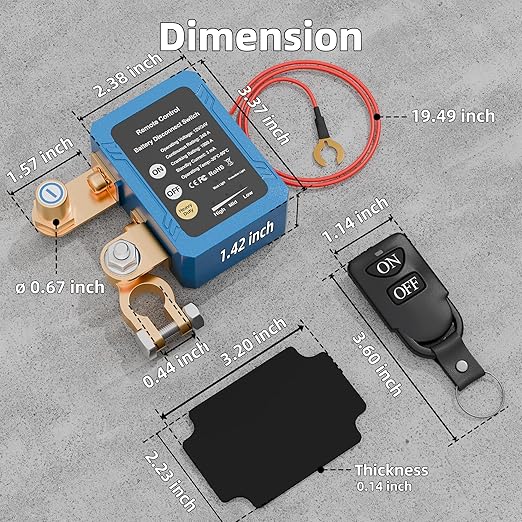DaierTek 12V/24V 240A Remote Battery Disconnect Switch, Anti-Interference Kill Power Cut Off Switch with Voltage Protection for Car Truck RV Marine Boat