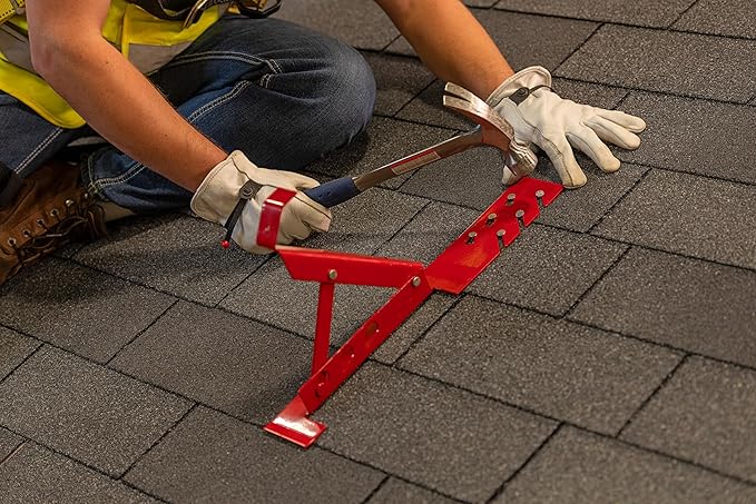 Guardian 2501 Fixed Roofing Bracket for 45 Degree Roof Pitch 10 Inch by 45-Degree Fixed Angle Platform Powder Coated Red OSHA Compliant