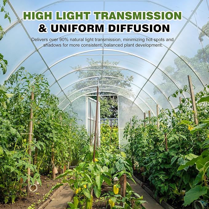 6 Mil Plastic Sheeting 10x25 FT Clear, Greenhouse Plastic Sheeting Heavy Duty, Polyethylene Film, UV Resistant, Tear-Proof, for Garden, Agriculture, Painting Floor Protection