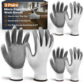 Work Gloves, 3 Pairs - Nitrile Coated Non-Slip Grip Working Gloves for Men & Women, Lightweight Breathable 13-Gauge Nylon Knit for Warehouse, Gardening, Automotive & DIY Work (Large)