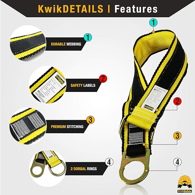 KwikSafety - Charlotte, NC - TORNADO Fall Protection Safety Harness [Full Body Single D-Ring] Construction ANSI Tested OSHA