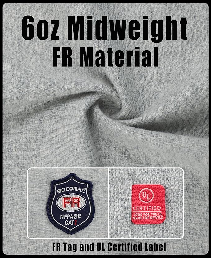 BOCOMAL FR Hooded T Shirts Chest Pocket Fire Resistant Summer Hoodie NFPA2112 CAT2 Flame Retardant FRC Welding Work Shirt
