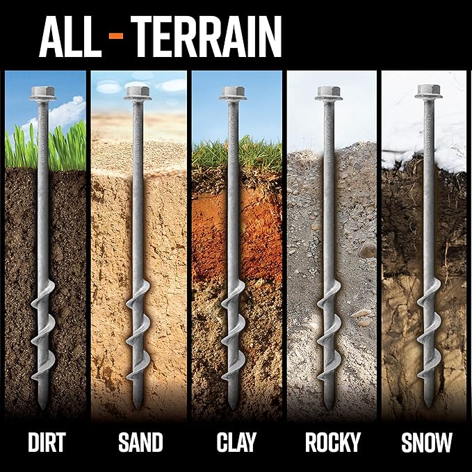 GROUNDGRABBA Screw in Tent Stake for Sand and Loose Ground | Premium Drill Driven Ground Anchor Earth Screws | Sand Screw Anchor | 2X GroundGrabba Pro 1 Stakes