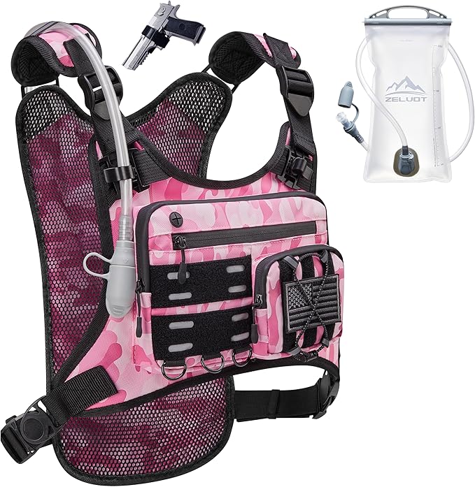 Running Vest with 2L Water Bladder, Hydration Backpack, USA Original Patent, Lightweight Hydration Pack with Gear Holder, Reflective Chest Pack for Men Women for Marathon