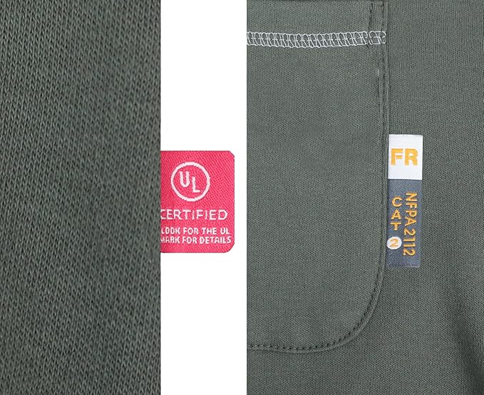 KONRECO FR Shirts for Men Long Sleeve 7oz Cotton Flame Resistant/Fire Retardant CAT2 Henley Shirt
