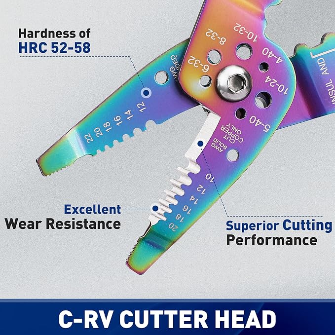 WORKPRO 8" Wire Stripper/Wire Crimping Tool, Wire Stripper Tools for 10-22 AWG,Wire Cutter, Wire Crimper, Cable Stripper, Wiring Tools and Multi-Function Hand Tool with Titanium Coated