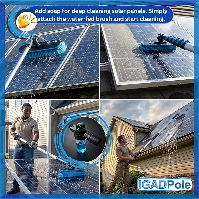 IGADPole 24 FT Washing Kit: Water-fed Brush with Soap Dispenser, Cobweb Dusters, with 6-Stage Telescoping Pole 5-24ft Pole/Window and Dusting Cleaning Kit