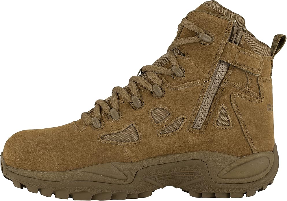 Reebok Men's Rb8694 Rapid Response Rb Composite Toe 6" Tactical Stealth Boot Sidezipper Desert Tan Military & Tactical Boots