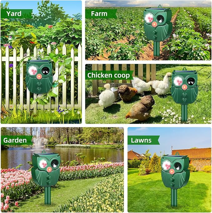 2 Pack Solar Animal Repeller: Ultrasonic Cat Repellent Outdoor with Motion Sensor - Waterproof Bear & Goose Deterrent with LED Flash - Effective Squirrel, Raccoon & Dog Repellent for Yard & Garden