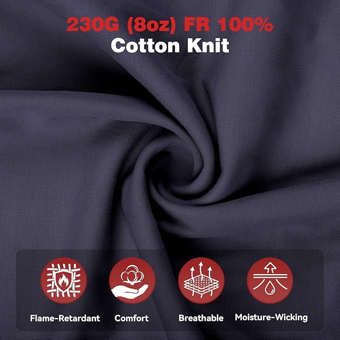 ARCCAPTAIN FR Shirts for Men 8oz 100% Cotton Fire Resistant Henley Shirt CAT2 NFPA2112 Welding Work Long Sleeve Clothing