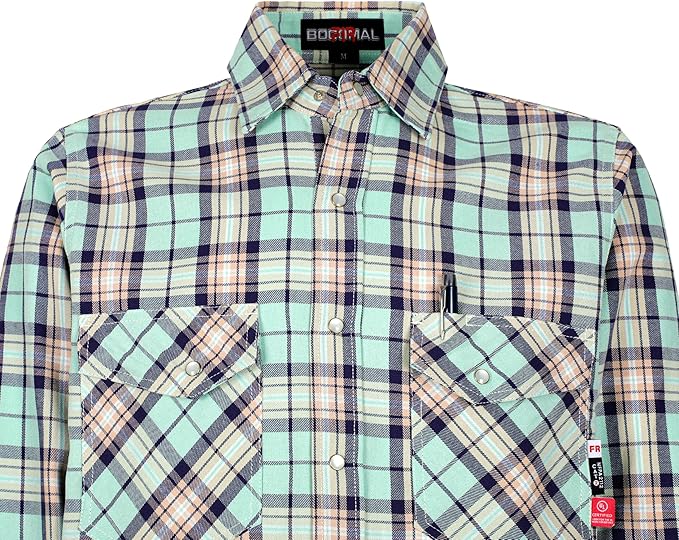 BOCOMAL FR Shirts 6.25oz Lightweight Welding Shirts Flame Resistant Men's Fire Retardant Shirt