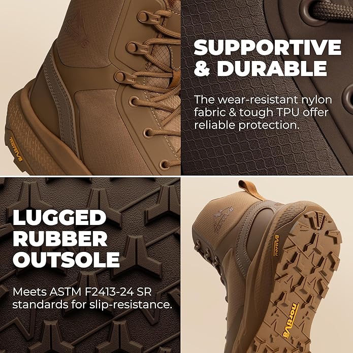 NORTIV 8 Men's Composite Toe Work Boots – 8'' Lightweight ASTM F2412-24 & ASTM F2913-24 Safety Boots with Side Zipper for Construction & Warehouse, Metrostrike-Nano