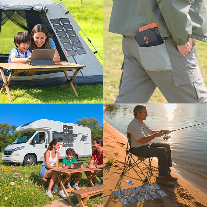 FlexSolar 36W Ultra-Portable Solar Panel Charger with Quick Charge, USB-A & USB-C & DC Ports, Ultra-Lightweight for Outdoor Emergency Power, Backpacking, Hiking, and Camping