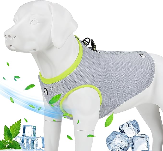 Truelove Dog Cooling Vest Harness Cooler Jacket with Adjustable Zipper for Outdoor Hunting Training and Camping Green