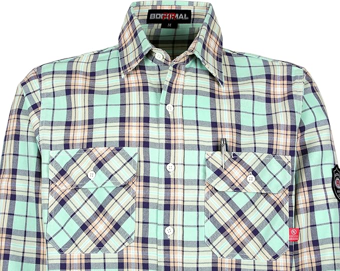 BOCOMAL FR Shirts for Men Flame Resistant Light Weight NFPA2112 Fire Retardant Welding Shirt Water & Oil Repellent Finish