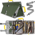 Roll Up Tool Bag Organizer With Kickstand - Compact Heavy Duty Motorcycle Tool Roll Bag Organizer - Portable Rollup Toolbag With Magnetic Panels & Transparent Pockets - Mechanic & Electrician