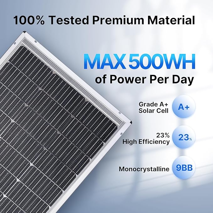 Bifacial 100W 12V Solar Panel 9BB Monocrystalline Cell 12 Volt for Marine RV Trailer Boat Cabin Van Car Uneven Surfaces 12V Battery Charge