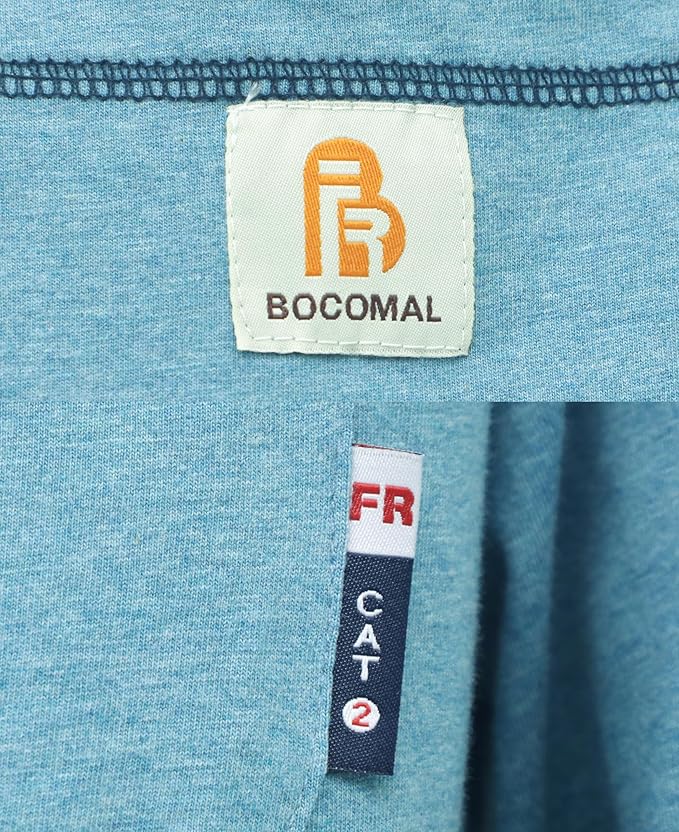 BOCOMAL FR Shirts 5.5oz Light Weight Henley and Short Sleeve Flame Resistant/Fire Retardant Clothing Shirt
