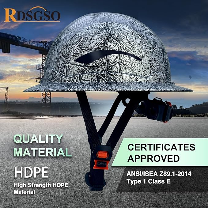 Full Brim Hard Hats ANSI/ISEA Z89.1 Type I Class E Certified 6-Point Suspension Lightweight Adjustable Safety Helmet for Construction Industrial
