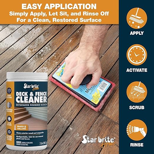 Star brite Home Deck & Fence Cleaner – Oxygenated Powdered Bleach, Biodegradable, Safe for Wood & Composite Surfaces