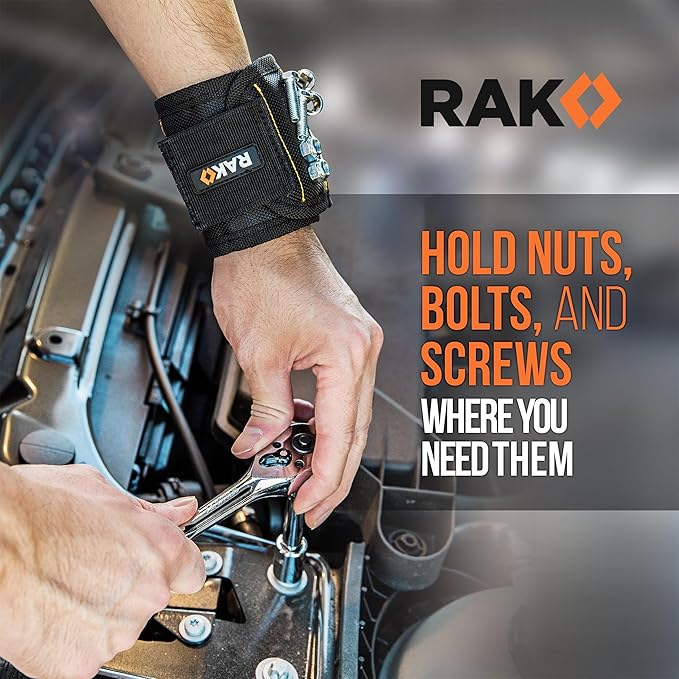 RAK Magnetic Wristband, Thumb Loop for Holding Screws, Nails, Drill Bits for Men - Made from Premium Ballistic Nylon, Lightweight Powerful Magnets for Dad, Husband, Grandpa, Handyman