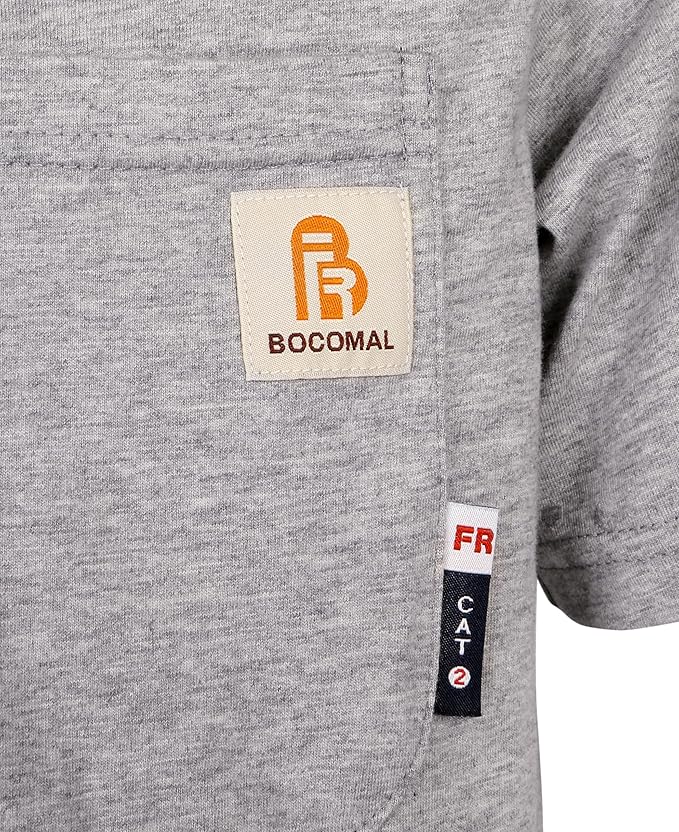 BOCOMAL FR Shirts Flame Resistant Shirt 5.5oz 100% Cotton Light Weight CAT2 Fire Retardant Henley Shirts