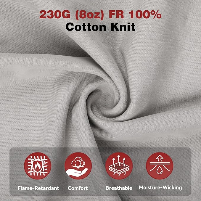 ARCCAPTAIN FR Shirts for Men 8oz 100% Cotton Fire Resistant Henley Shirt CAT2 NFPA2112 Welding Work Long Sleeve Clothing