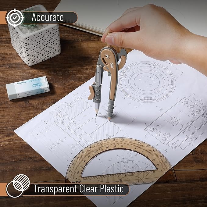 Mr. Pen- Compass and Protractor Set, Math Compass for Geometry and Drawing