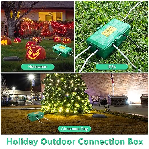 NineLeaf Outdoor Electrical Box,IP54 Waterproof Extension Cord Cover Weatherproof, Protect Outlet, Plug, Socket, Timer, Power Strip, Holiday Light Decoration,10.3x5.9x3.7inch,Green