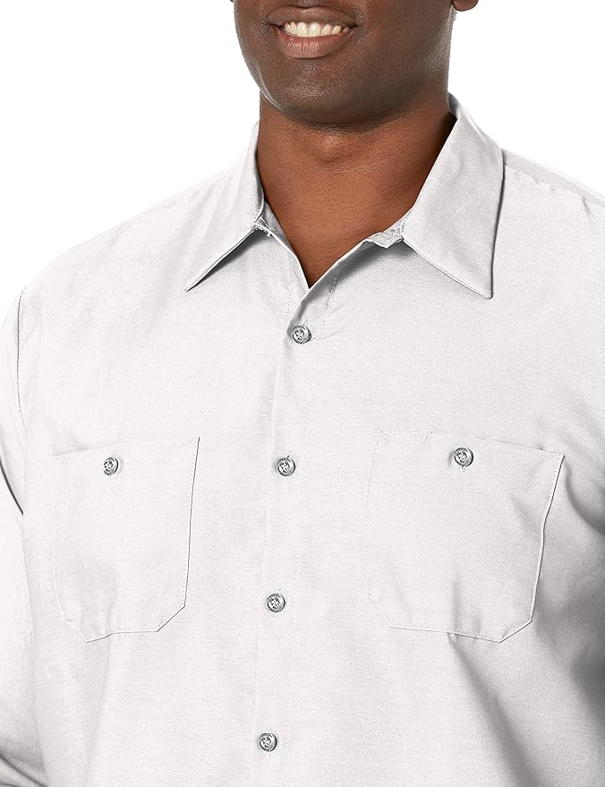 Red Kap Men's Long Sleeve Industrial Work Shirt | Moisture Wicking Button Up, Wrinkle Resistance Fights Fading & Stains