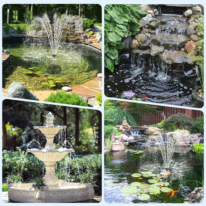 POPOSOAP 55W Solar Pond Filter with Fountain Pump, Solar Powered Water Pump with 580GPH Pond Filter for Outdoor Ponds with Filter Medias for Koi Ponds, Waterfalls, Garden Water Features