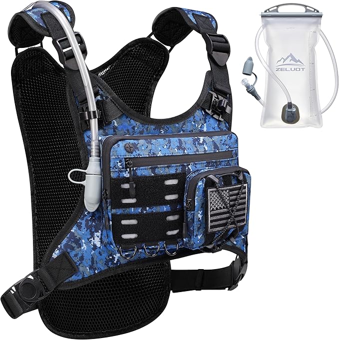 Running Vest with 2L Water Bladder, Hydration Backpack, USA Original Patent, Lightweight Hydration Pack with Gear Holder, Reflective Chest Pack for Men Women for Marathon