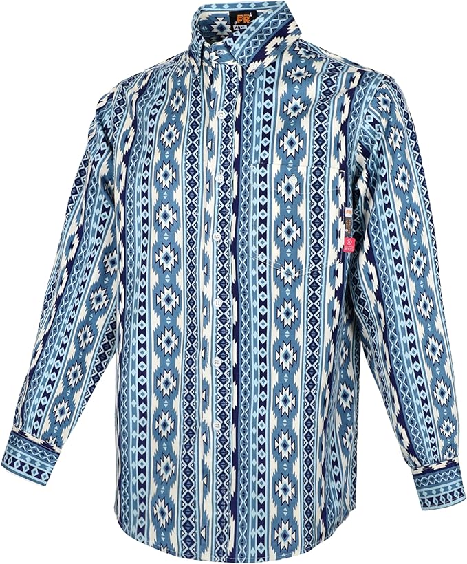 KONRECO FR Shirts for Men 100% Cotton 6.5oz Fire Resistant Lightweight Men's Plaid Work Shirts