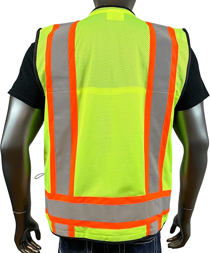 Vero1992 (F Safety Vest For Men's, Engineer High Visibility Vest With Pockets and Zipper, Reflective safety vest