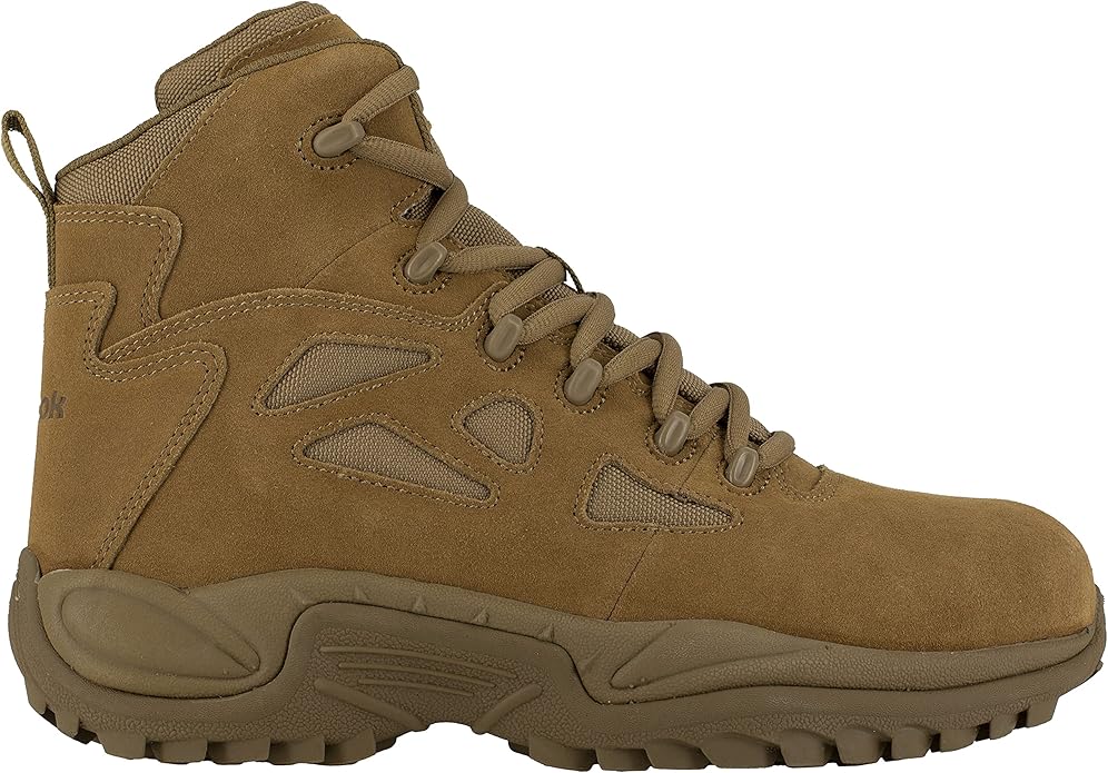 Reebok Men's Rb8694 Rapid Response Rb Composite Toe 6" Tactical Stealth Boot Sidezipper Desert Tan Military & Tactical Boots