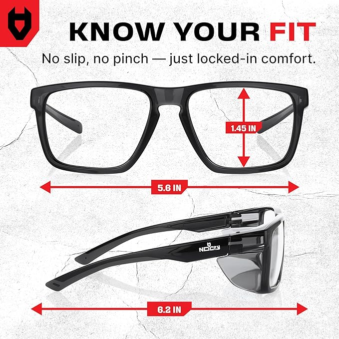 NoCry ANSI Z87.1 Safety Glasses with Readers 1.5 with Anti Fog & Anti Scratch Coating — Full Lens Safety Reading Glasses for Men & Women — Protective Eyewear with Side Shields and 100% UV Protection