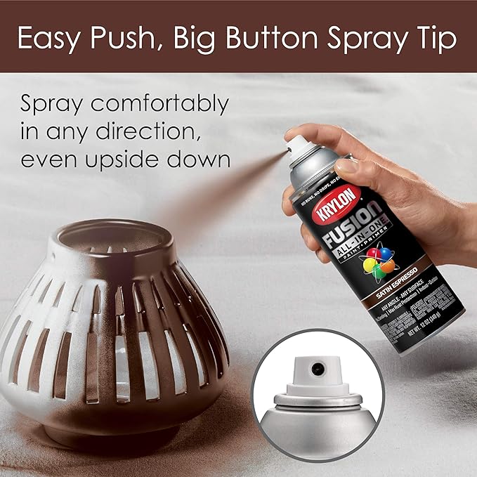 Krylon Fusion All-In-One Adhesive Spray Paint for Indoor/Outdoor Use, 12 oz, Espresso