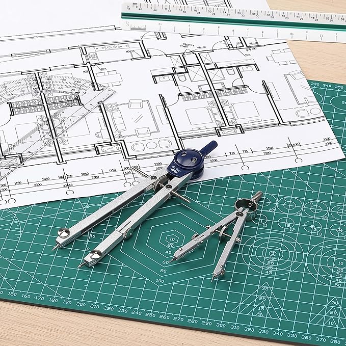 Mr. Pen- Professional Geometry Set Metal Compass, 7 pcs, Geometry Precision Tool Set with Shatterproof Storage Box, Drafting Tools & Drafting Kits