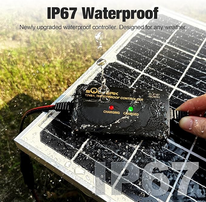 SOLPERK 25W 12V Solar Battery Charger, Waterpoof Solar Panel Kit with Energy Saving Controller for Car RV Trailer Marine Boat Motorcycle Truck Tractor Etc
