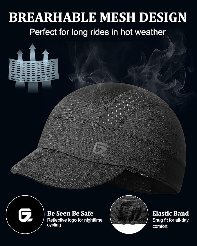 GADIEMKENSD Cooling Cycling Cap, Skull Cap Helmet Liner with Flip Brim, Sun Protection Running Under Helmet for Men Women