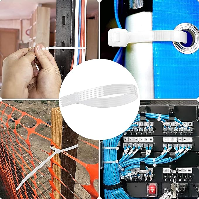 Bolt Dropper 12-Inch White Zip Ties - 100-Pack Reusable Heavy Duty Wire and Cable Ties - Durable Self-Locking Nylon with 120 lbs Tensile Strength - UV and Temperature Resistant for Indoor and Outdoor