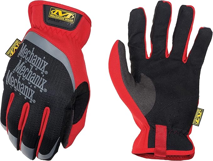 Mechanix Wear FastFit Work Gloves - Anti-Slip & Abrasion Resistant Heavy Duty Gloves - Touchscreen Compatible - Vibration Damping - Multipurpose Use - Large - Red